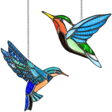 Amazon Zedesey Pcs Hummingbird Stained Glass Birds Suncatcher