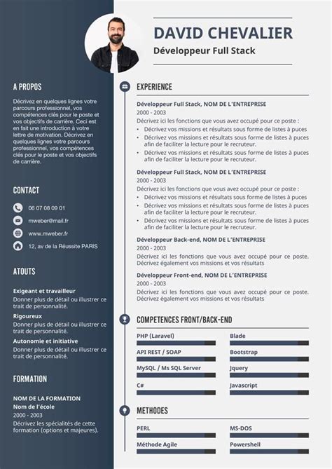 Modèle CV Développeur full stack Exemple cv Langage de programmation