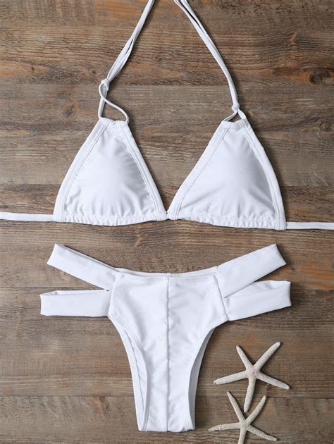 22 OFF 2021 Halter Cut Out Padded Bikini In WHITE ZAFUL