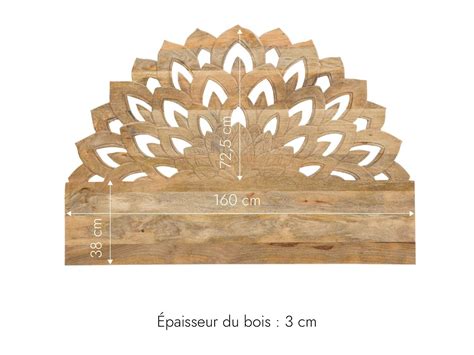 Tête de lit lotus en bois de manguier sculpté Valentina