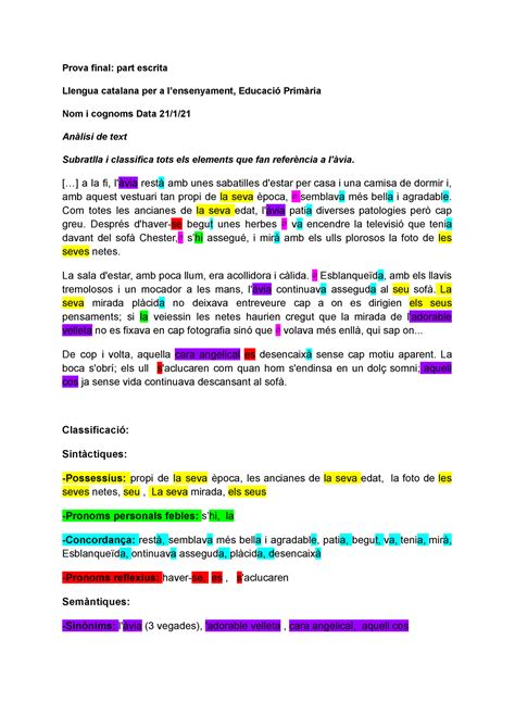 9A preparació exàmen català Prova final part escrita Llengua