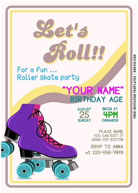 A Roller Skate Birthday Party Card With The Words Let S Roll