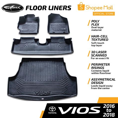 Shark Floor Liners Or Matting 5D Deep Dish For Toyota Vios 2016 2023