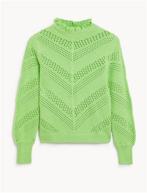 Yeşil Saf Pamuklu Uzun Kollu Kazak T53005231u Marks And Spencer