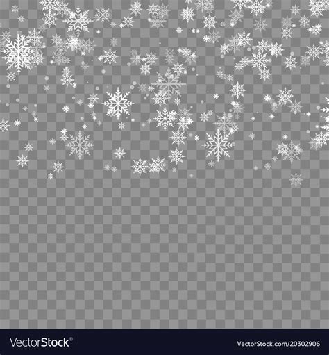 Falling Snowflakes On Transparent Background Vector Image