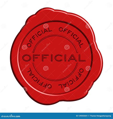 Red Official Word Round Wax Seal Stamp Stock Vector - Illustration of ...