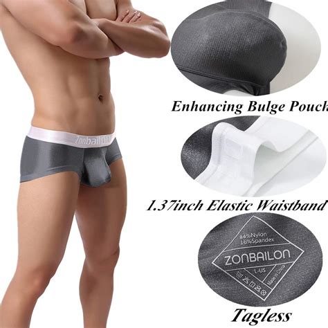 Zonbailon Men S Bulge Pouch Ice Silk Underwear Sexy Enhancing Big Pouch