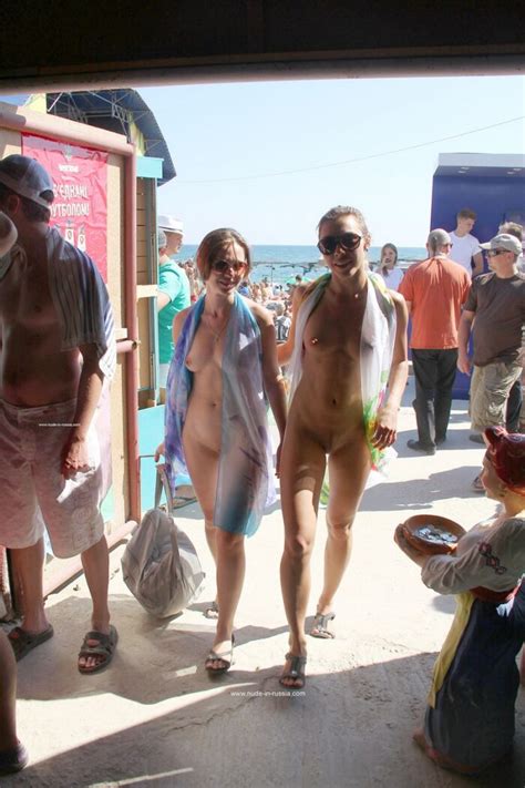 Two Hot Naked Girls Walk Along A Crowded Embankment Russian Sexy Girls