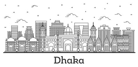 Outline Dhaka Bangladesh City Skyline With Historic Buildings Isolated On White Stock