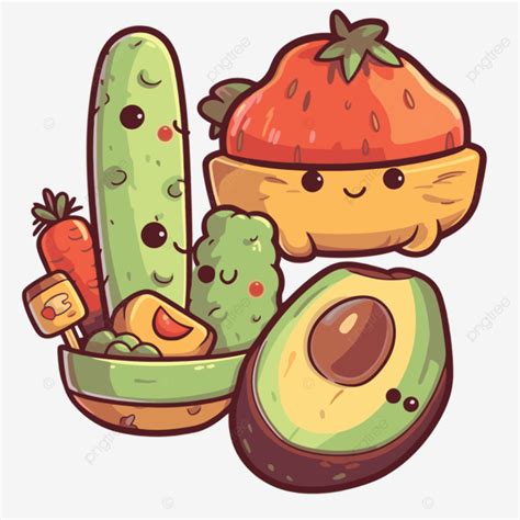 Personajes De Frutas Y Verduras Con Caras Lindas En Ellos Clipart