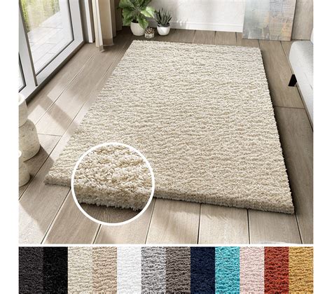 Tapis Salon Beige Uni Moelleux Epais Poil Long Shaggy X Cm