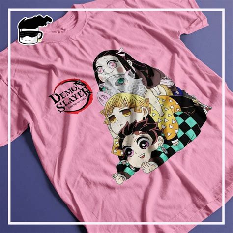 Camisa Demon Slayer Tanjiro Zenitsu Inosuke Nezuko Unissex Camiseta