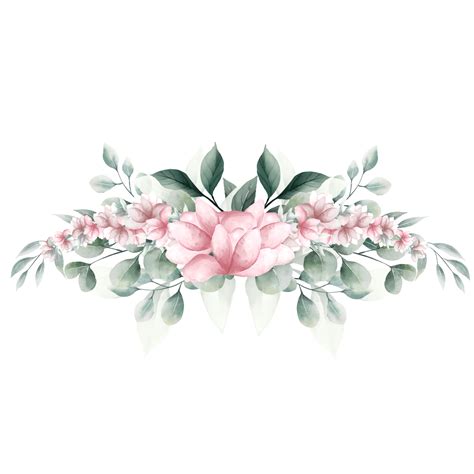 Bouquet Of Pink Watercolor Flowers 13855157 Png