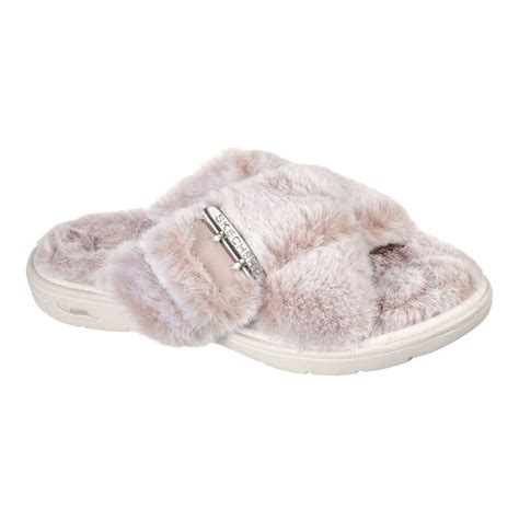 Skechers Womens Go Lounge Arch Fit Slippers Slip On Open Toe Indoor Faux Fur Sportchek