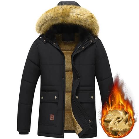 Parka Homme Hiver Doubl E Polaire A Capuche Fausse Fourrure Amovible