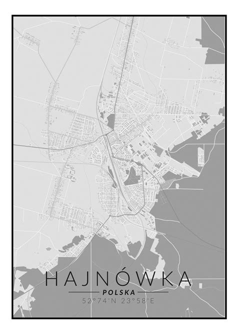 Hajnówka mapa czarno biała plakat Galeria Plakatu