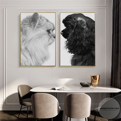 Framed Wall Art Set Of 2 Prints Framed Cute Lovely Cat Dog Animal Print