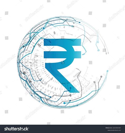 Digital Money Indian Rupee Futuristic Circuit Stock Vector Royalty