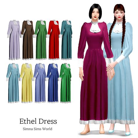 Download Ethel Dress 2 Versions The Sims 4 Mods Curseforge