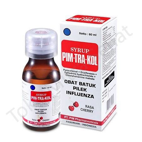 Jual Pim Tra Kol Sirup Cherry 60 Ml PIMTRAKOL OBAT BATUK PILEK FLU