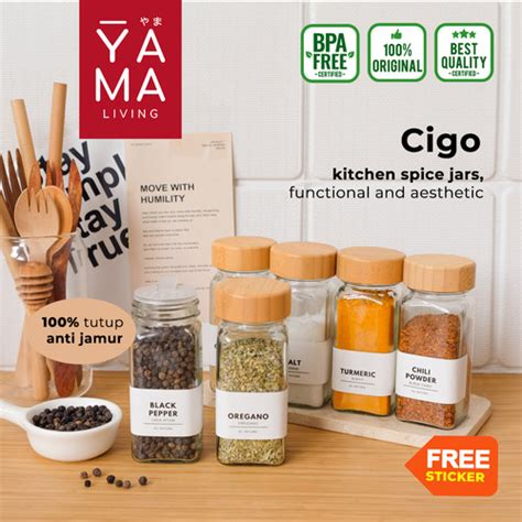 Jual YAMA CIGO Spice Jar Botol Bumbu Kaca 120ml Tempat Bumbu Estetik