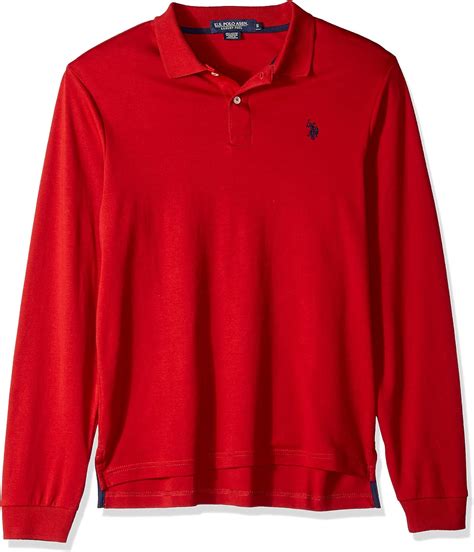 U S Polo Assn Polo De Manga Larga Para Hombre Granero Rojo Small Mx Ropa