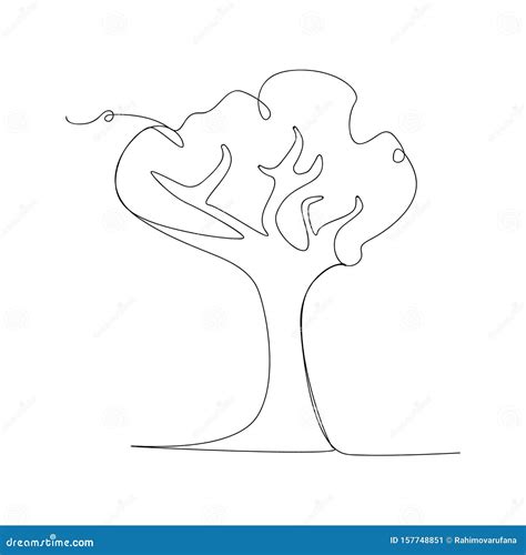 Continuous Line Drawing Of Tree Isolated Sketch Drawing Of Tree Line