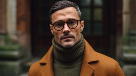 Premium Ai Image A Man Wearing A Brown Turtleneck Sweater And Glass