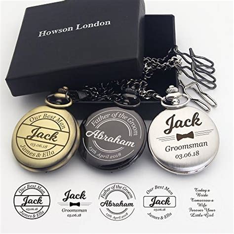 Howson London Personalised Laser Engraved Pocket Watch Custom Fob