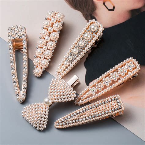 Pinza Para El Pelo Con Perlas De Cristal Para Mujer Accesorios Para El