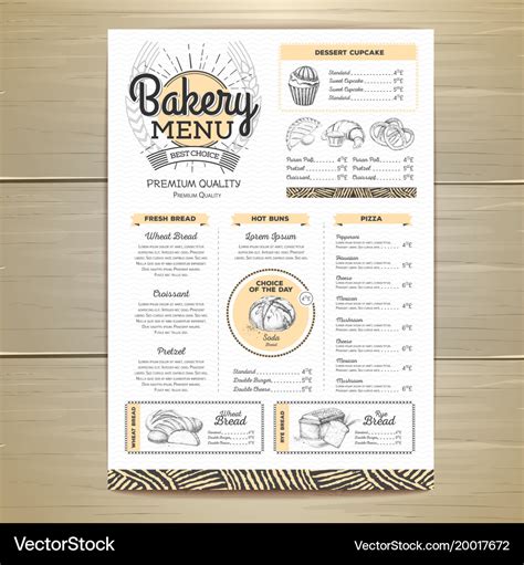 Vintage Bakery Menu Design Restaurant Royalty Free Vector