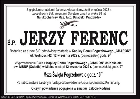 Śp Jerzy Ferenc Dom Pogrzebowy Charon Waldemar Buziak