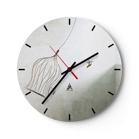 Horloge Murale En Verre X Cm Silencieuse Vol Oiseau Cage Wall Clock