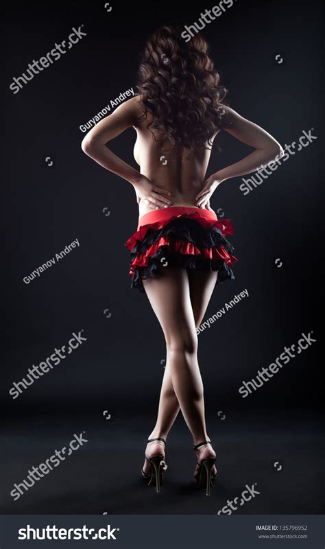 Graceful Naked Flamenco Dancer Posing In Studio Stock Photo