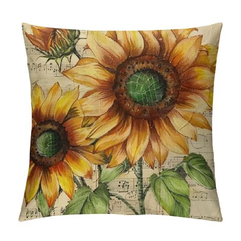 JEUXUS Sunflower Decorative Throw Pillow Covers Plant Pillow Covers