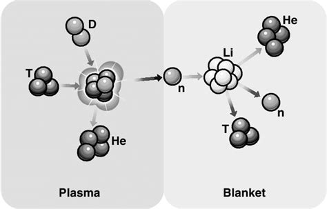 6 (a) The deuterium-tritium fusion; (b) the neutron from the DT fusion ...