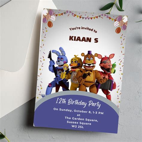 Editable Five Nights At Freddys Birthday Invitation Template Printable