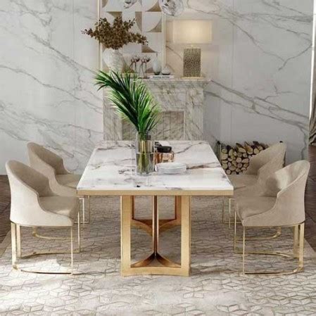 Buy Designer Metal Dining Table With Marble Top In Delhi Skf Decor