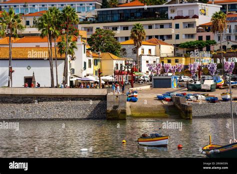 Scenic view of the small fishing village of Câmara de Lobos in Madeira