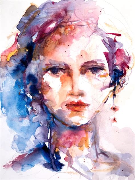 Expressive Woman Portrait Painting Watercolor Portrait Of Etsy