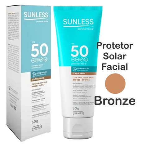 Protetor Solar Facial Sunless FPS 50 Farmax Base Bronze 60g