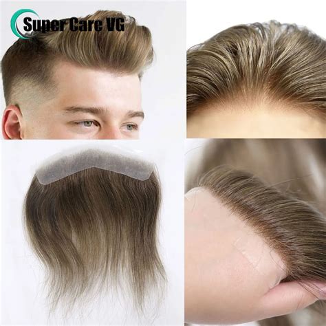 0 06mm Brown Straight Man Toupee V Style Frontal Hairline For Men 15cm Human Hair Ultra