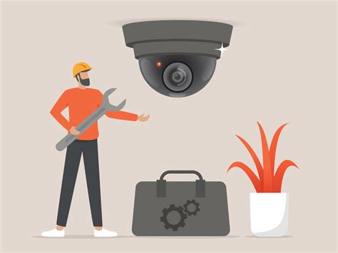 Professionals Installing Cctv Or Surveillance Cameras Vector