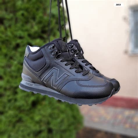 Зимние кроссовки мужские кожаные на меху черные New Balance 574 ...