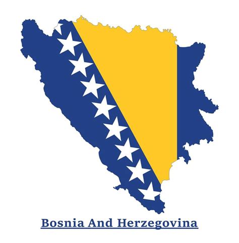 Bosnia And Herzegovina National Flag Map Design, Illustration Of Bosnia ...