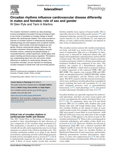 Pdf Circadian Rhythms Influence Cardiovascular Disease Differently In