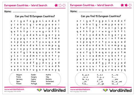 European Countries Word Search Wordunited