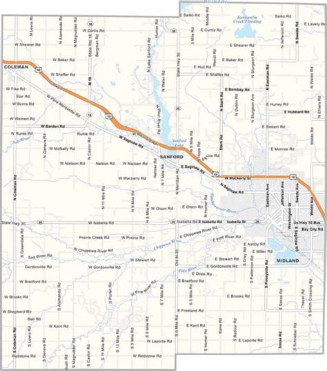 midland county map michigan  county maps