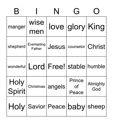 Christmas Words Bingo Card