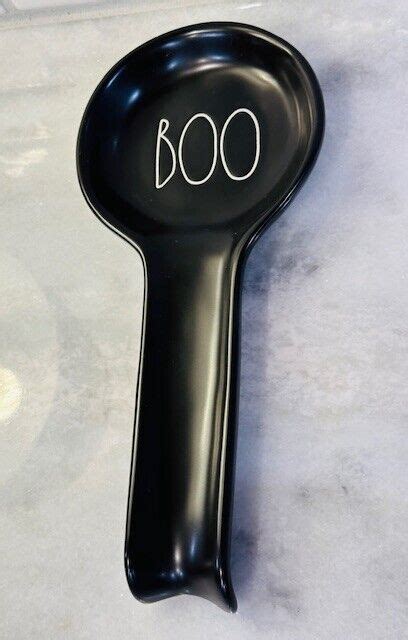 Rae Dunn Black BOO Halloween Heavy Spoon Rest NEW EBay